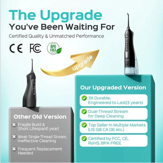 COSLUS Water Dental Flosser for Teeth Oral Irrigator 5 Jet Tips Rechargeable