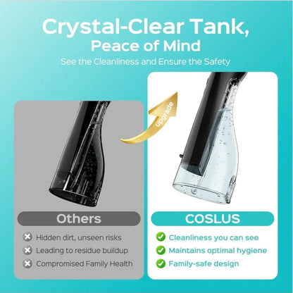 COSLUS Water Dental Flosser for Teeth Oral Irrigator 5 Jet Tips Rechargeable