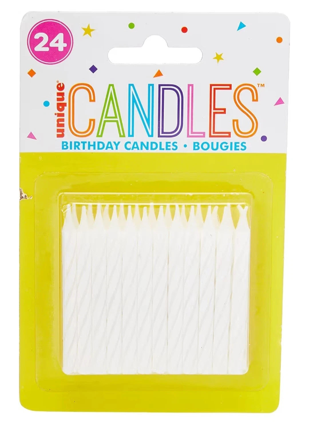 Party 1905WC Striped White Birthday Candles Pack of 24 - 6 centimeters