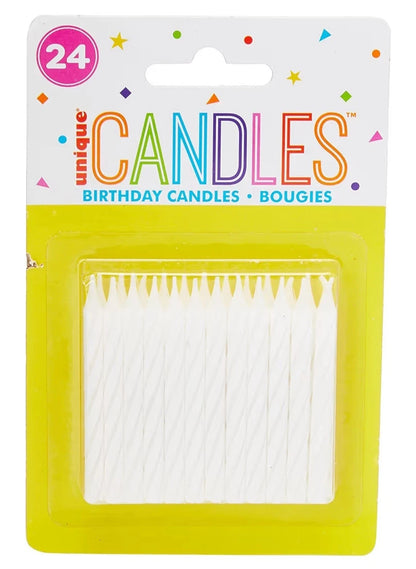 Party 1905WC Striped White Birthday Candles Pack of 24 - 6 centimeters