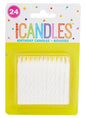 Party 1905WC Striped White Birthday Candles Pack of 24 - 6 centimeters