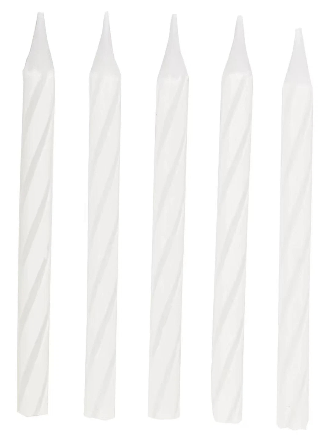 Party 1905WC Striped White Birthday Candles Pack of 24 - 6 centimeters