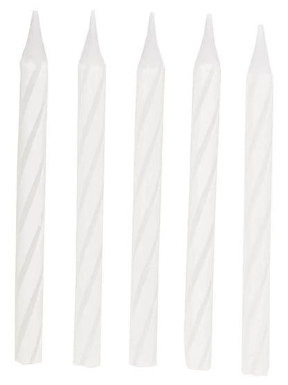 Party 1905WC Striped White Birthday Candles Pack of 24 - 6 centimeters