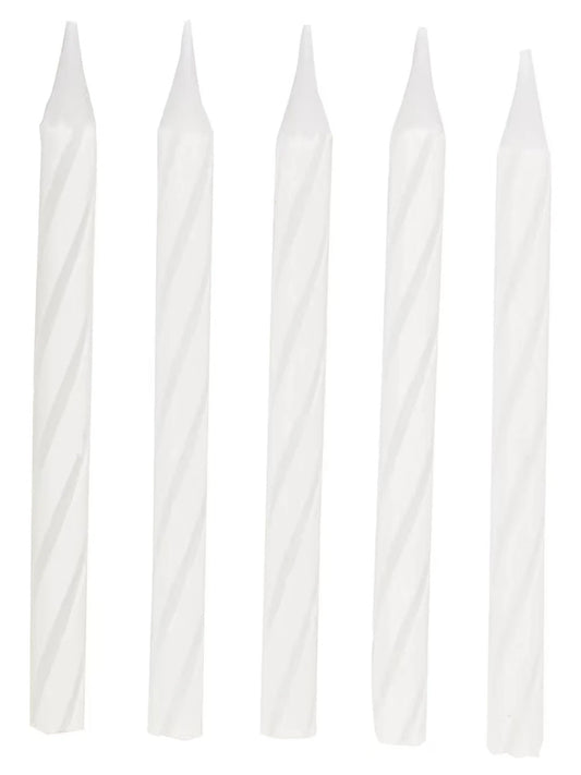Party 1905WC Striped White Birthday Candles Pack of 24 - 6 centimeters