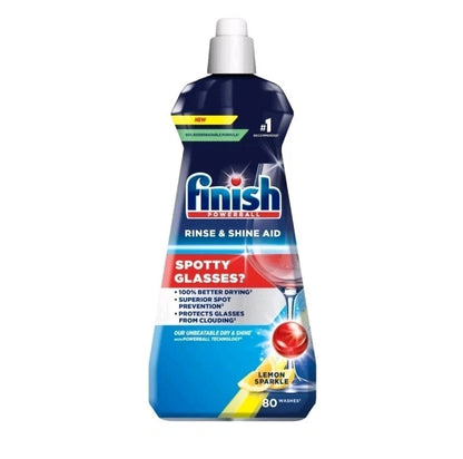 Finish Dishwasher Rinse Aid Shine Lemon 400ml Drier Glasses Spot Prevention