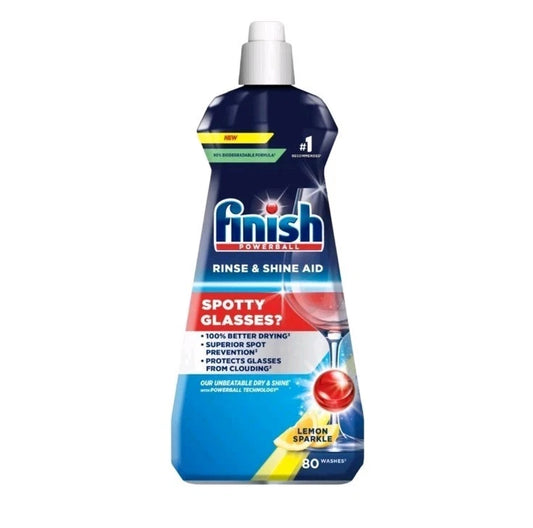 Finish Dishwasher Rinse Aid Shine Lemon 400ml Drier Glasses Spot Prevention
