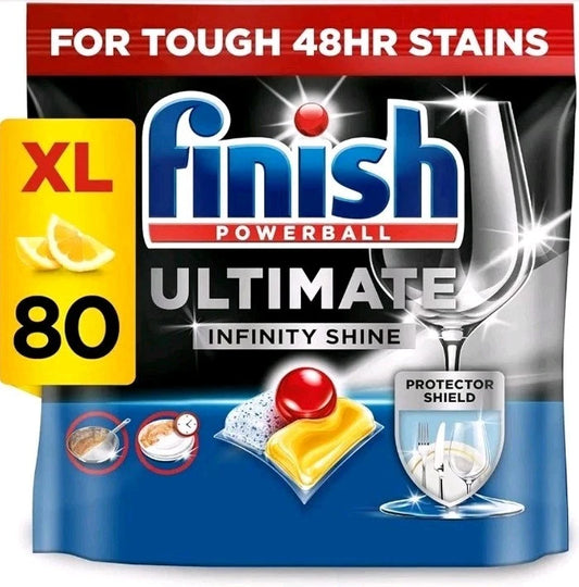 Finish Dishwasher Tablet Ultimate Infinity Shine 80 Tablets Clean & Shine Lemon